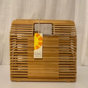 Bamboo square clutch handbag